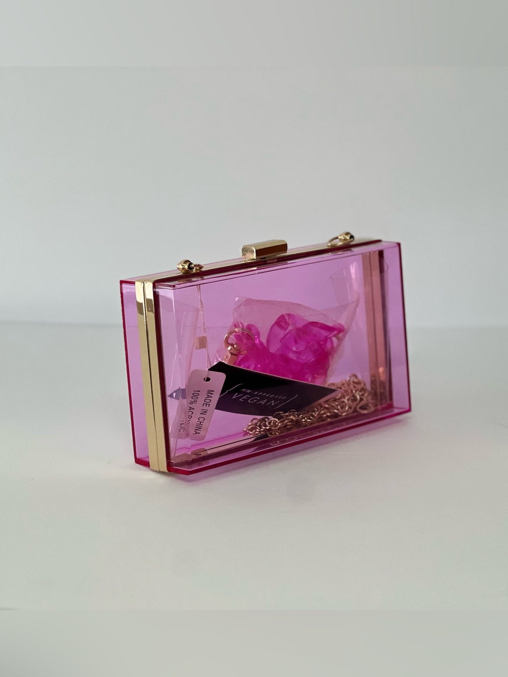 Le Miel Pink Acrylic Box Clutch